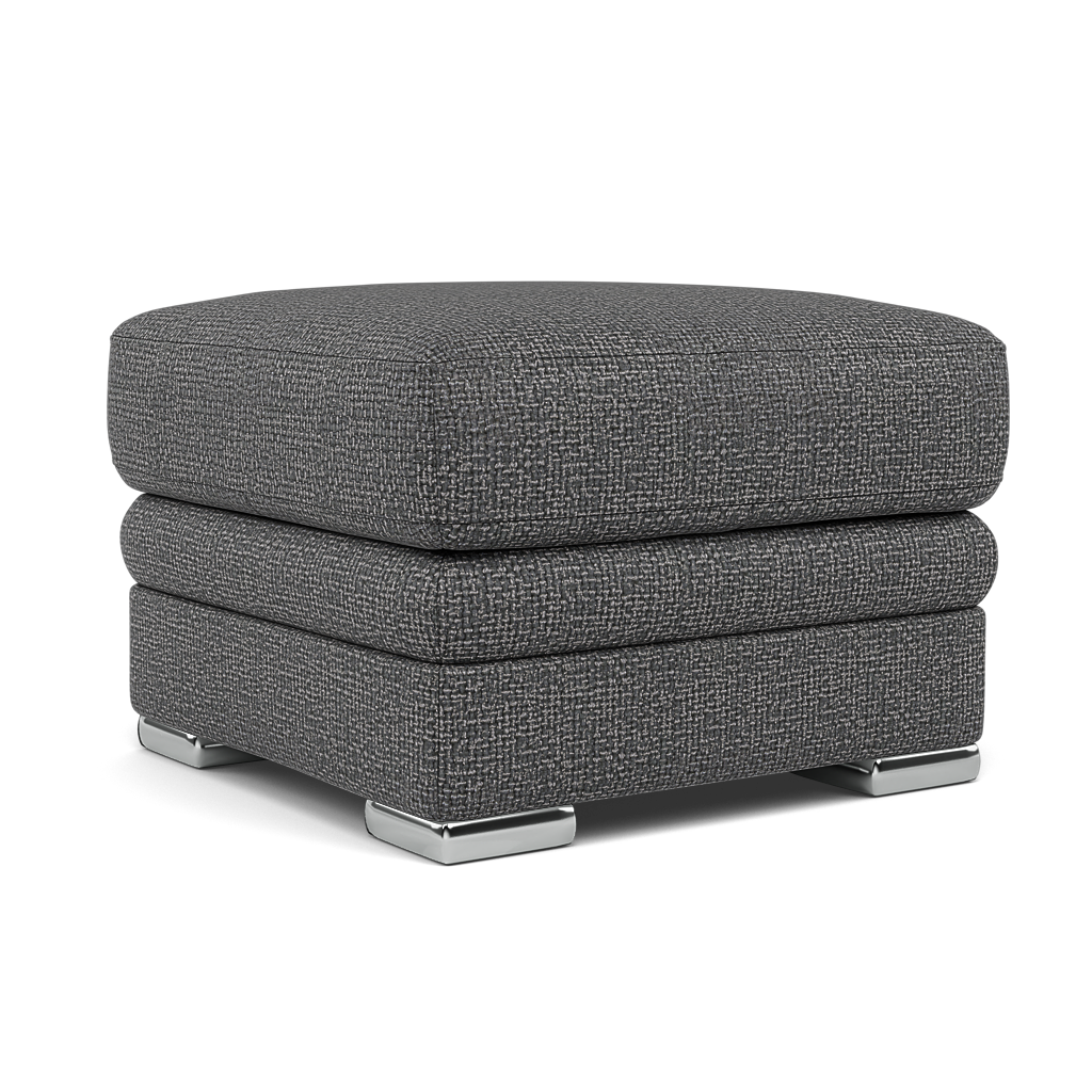 Gino Footstool - Footstool F8 — Hopsack Charcoal 70006 / Metal Feet, gallery image 1