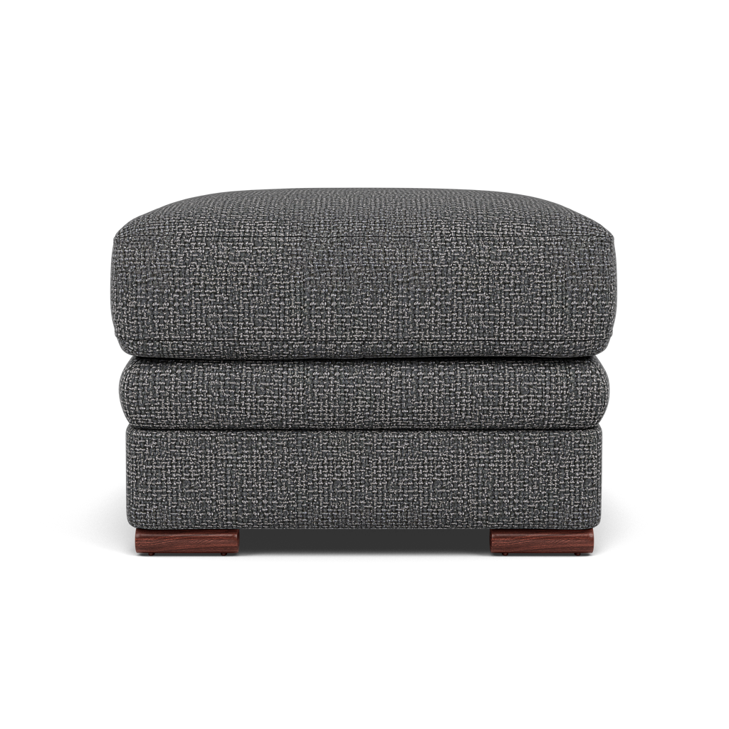 Gino Footstool - Footstool F8 Sterling Home 14 Hopsack Charcoal 70006 Wooden Feet
