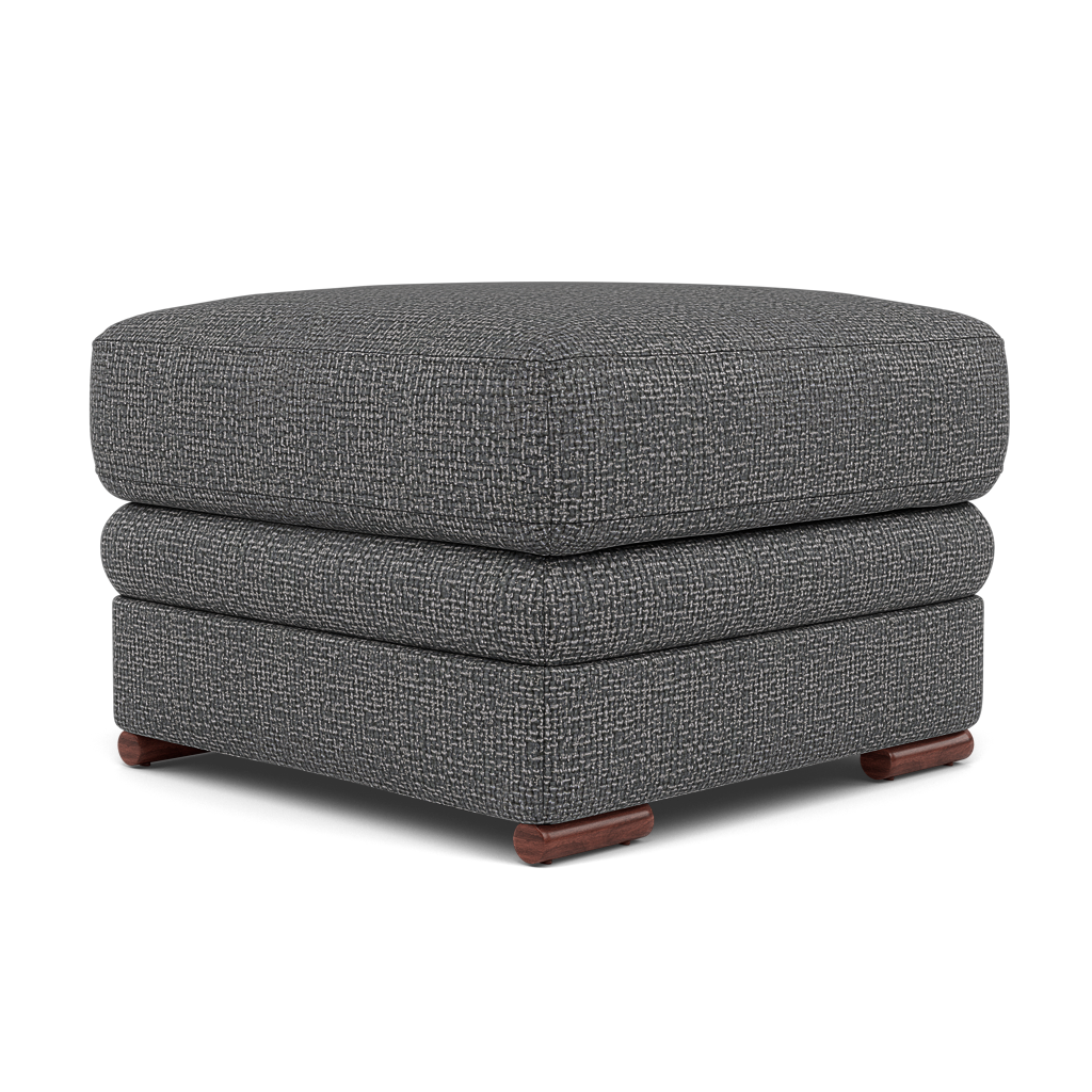 Gino Footstool - Footstool F8 — Hopsack Charcoal 70006 / Wooden Feet, gallery image 3