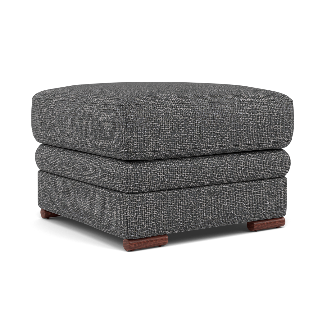 Gino Footstool - Footstool F8 — Hopsack Charcoal 70006 / Wooden Feet, gallery image 1