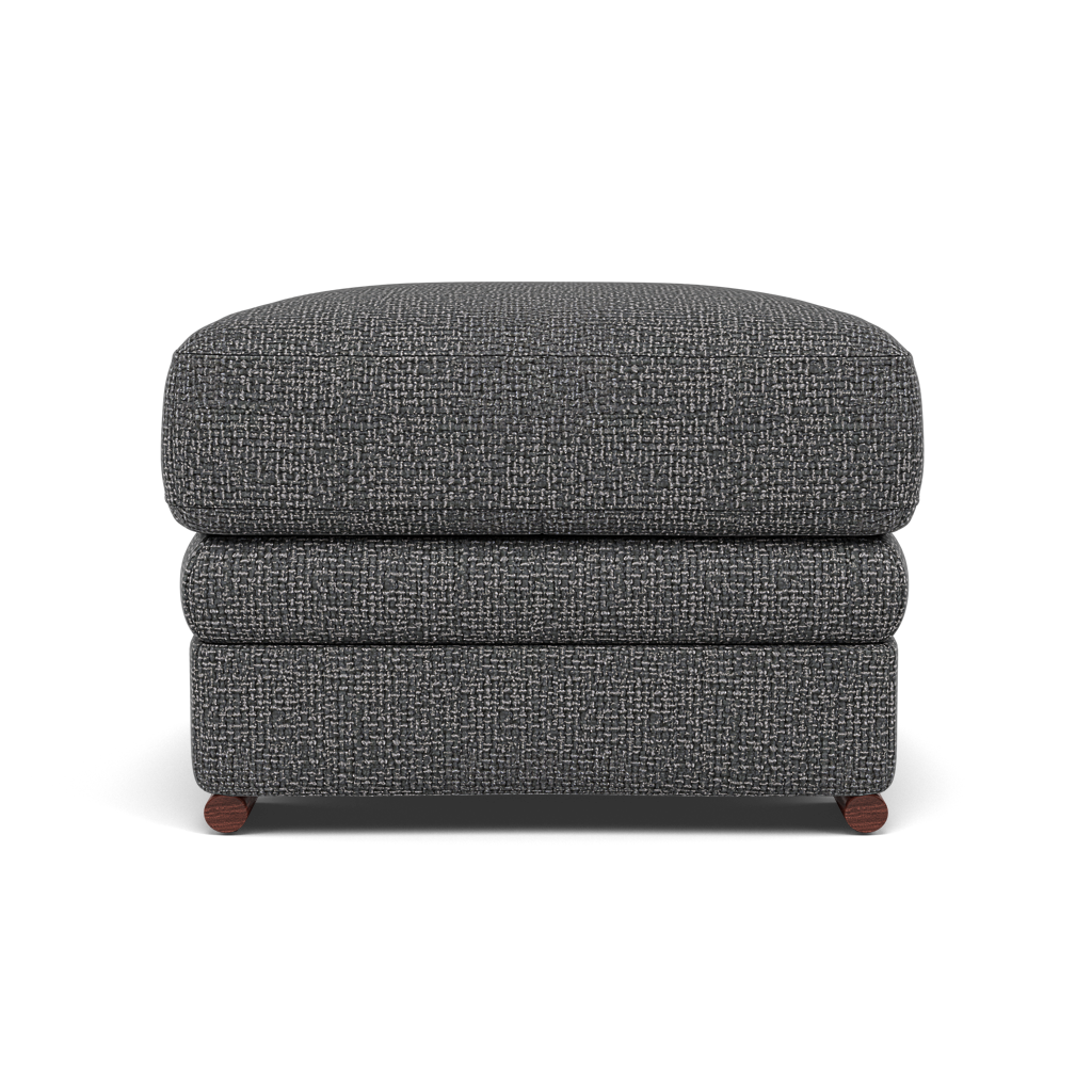 Gino Footstool - Footstool F8 — Hopsack Charcoal 70006 / Wooden Feet, gallery image 2