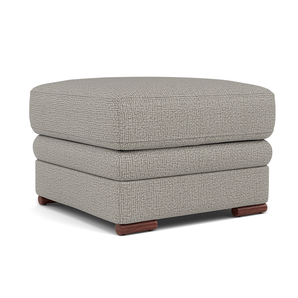Gino Footstool - Footstool F8 — Hopsack Dove 70001 / Wooden Feet, gallery image 1