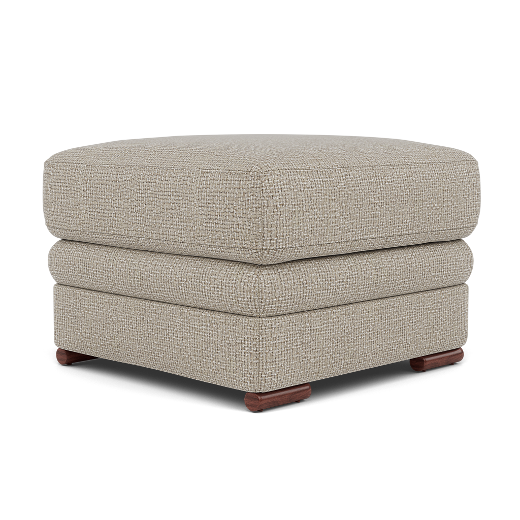 Gino Footstool - Footstool F8 — Hopsack Linen 70004 / Wooden Feet, gallery image 3