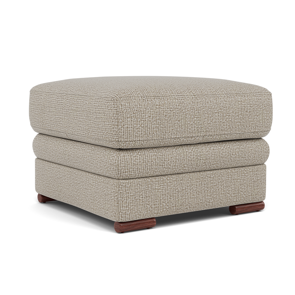 Gino Footstool - Footstool F8 — Hopsack Linen 70004 / Wooden Feet, gallery image 1