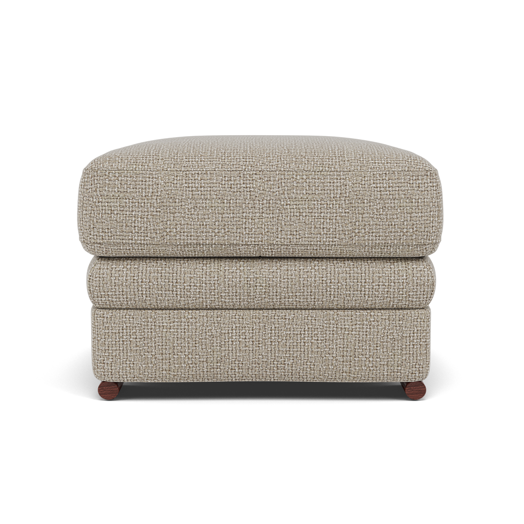 Gino Footstool - Footstool F8 — Hopsack Linen 70004 / Wooden Feet, gallery image 2