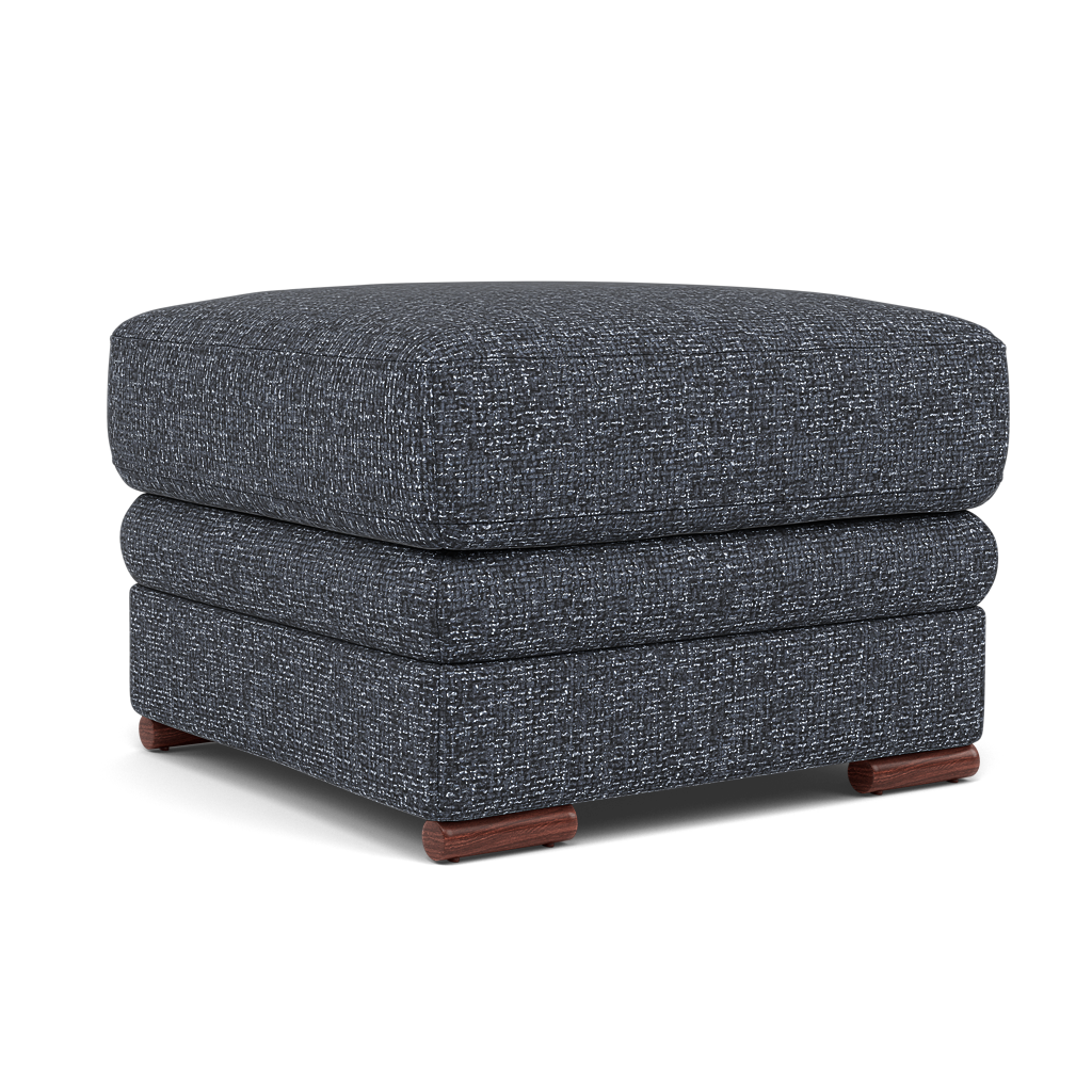 Gino Footstool - Footstool F8 — Hopsack Midnight 70005 / Wooden Feet, gallery image 1