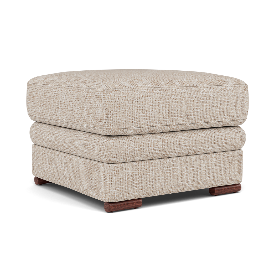 Gino Footstool - Footstool F8 — Hopsack Natural 70002 / Wooden Feet, gallery image 1