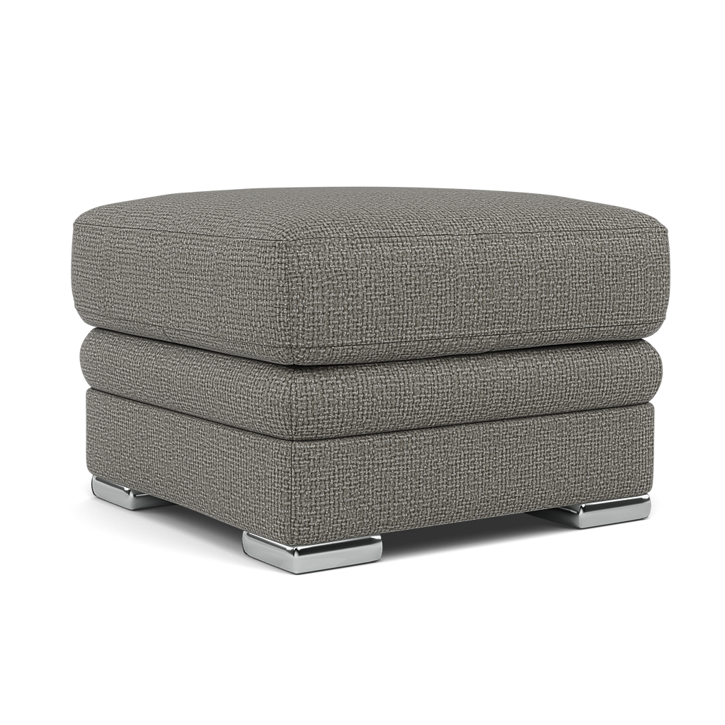 Gino Footstool - Footstool F8 — Hopsack Platinum 70003 / Metal Feet, gallery image 1