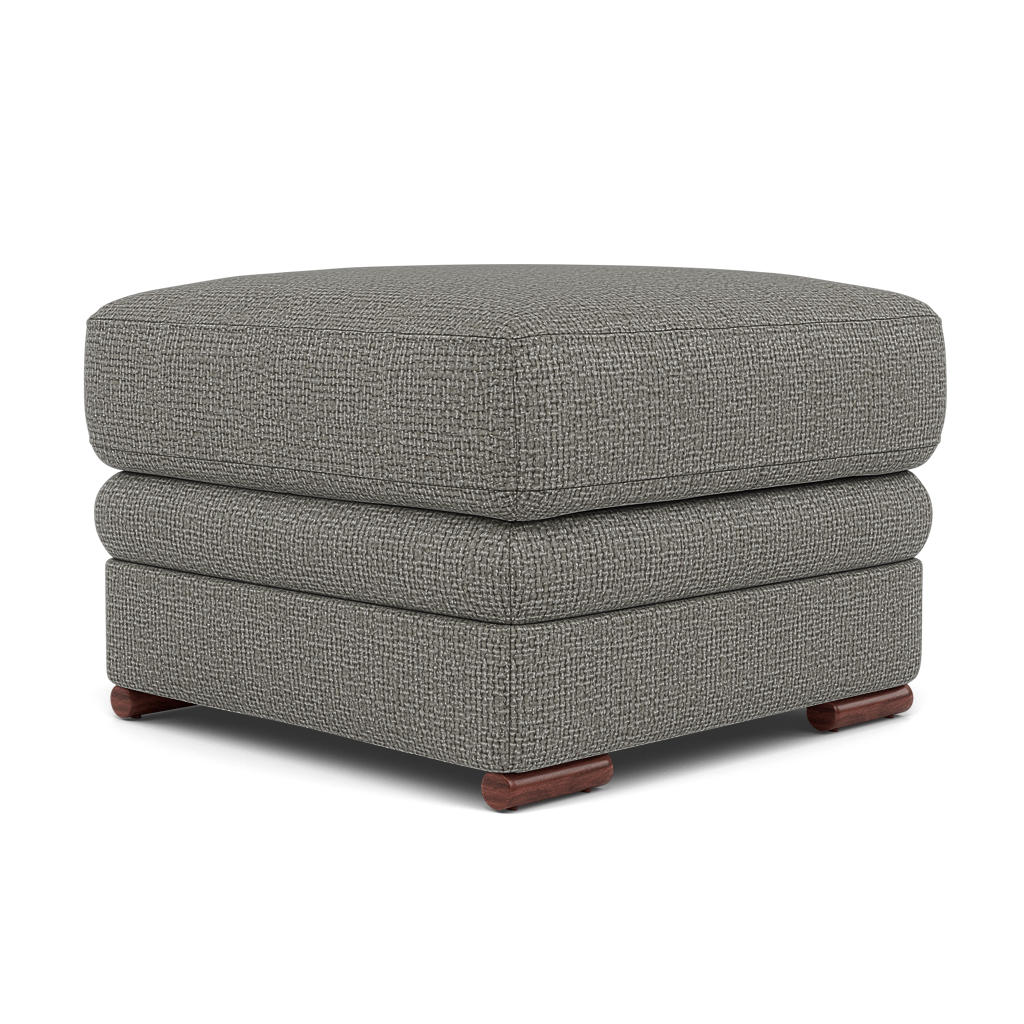 Gino Footstool - Footstool F8 — Hopsack Platinum 70003 / Wooden Feet, gallery image 3