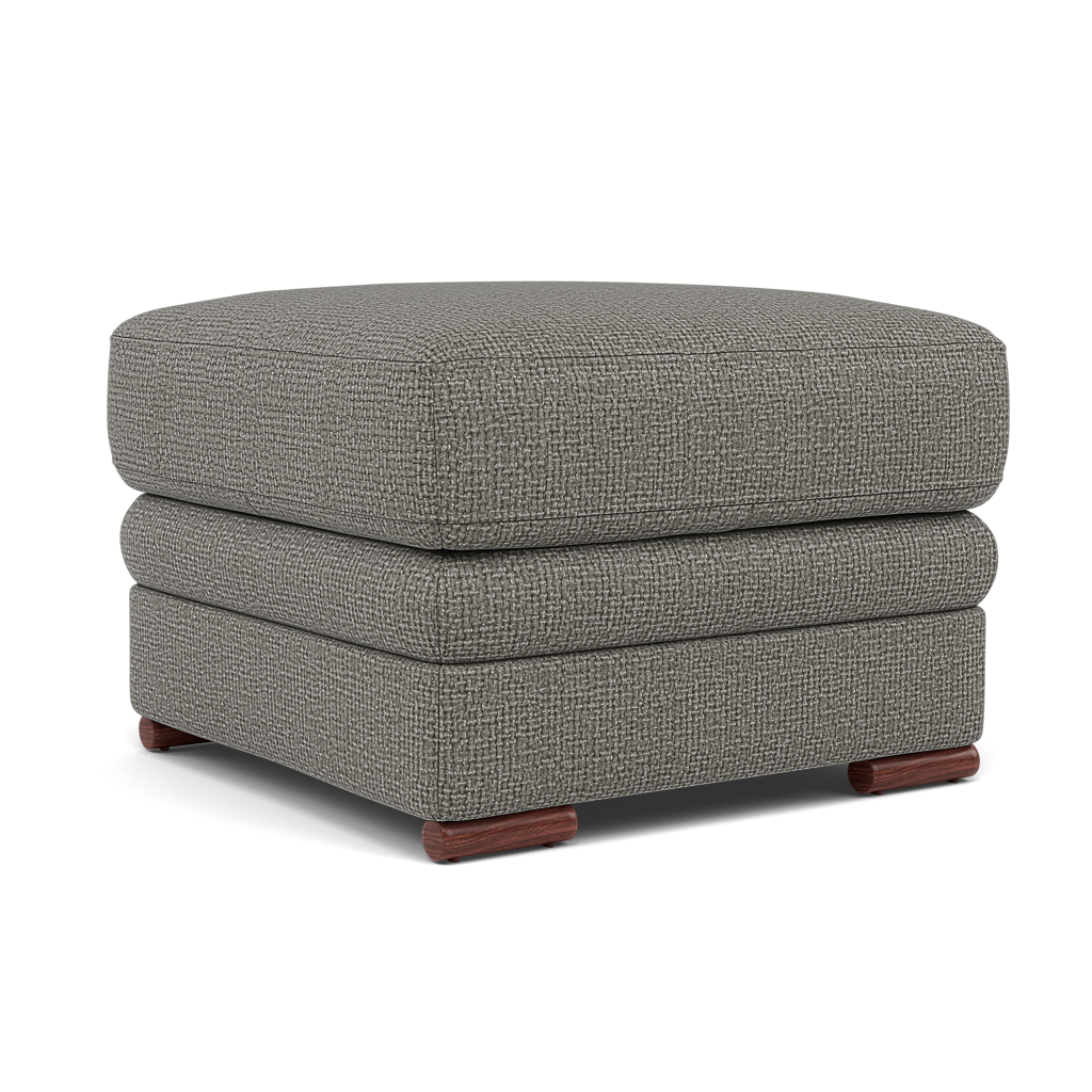 Gino Footstool - Footstool F8 — Hopsack Platinum 70003 / Wooden Feet, gallery image 1