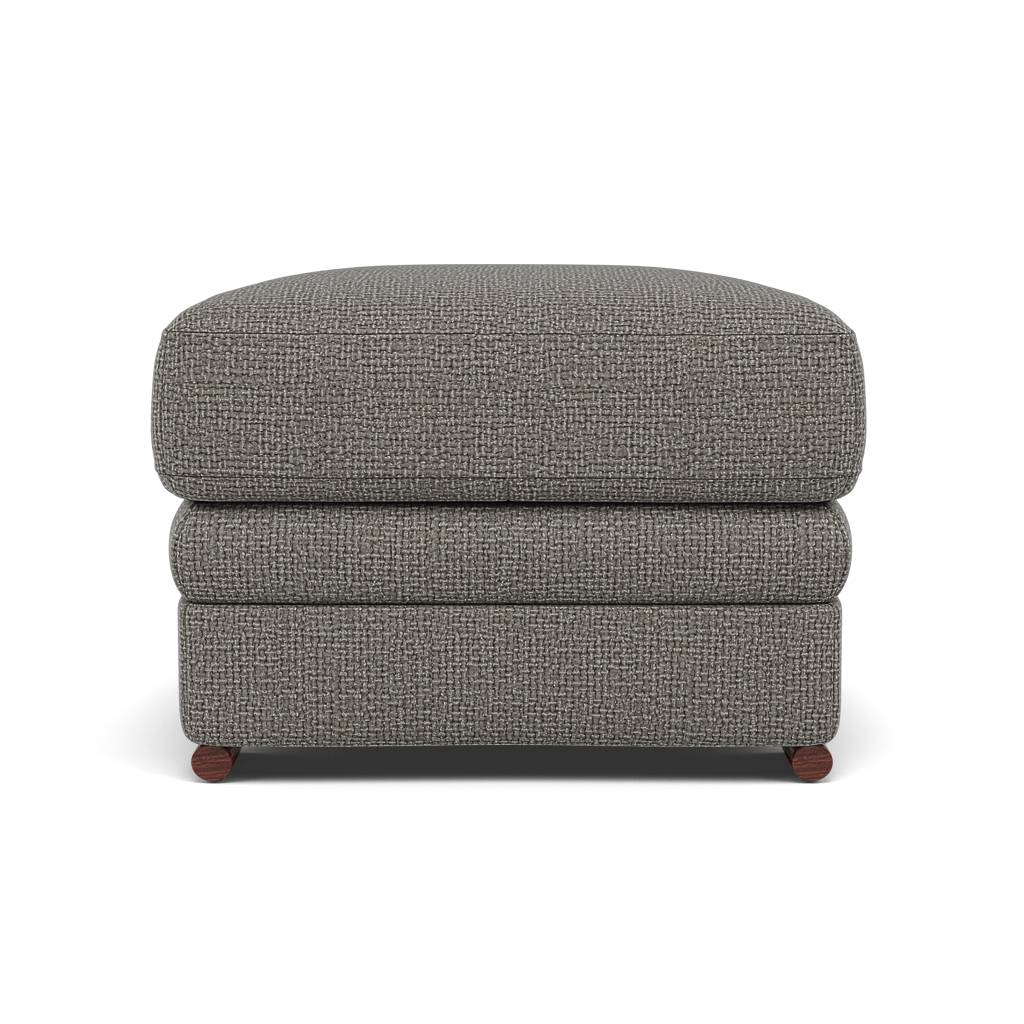Gino Footstool - Footstool F8 — Hopsack Platinum 70003 / Wooden Feet, gallery image 2
