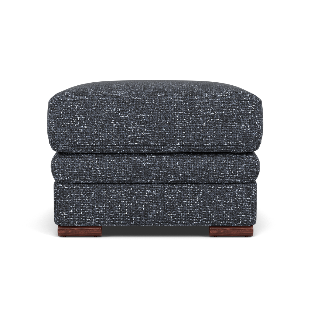 Gino Footstool - Footstool F8 Sterling Home 12 Hopsack Midnight 70005 Wooden Feet