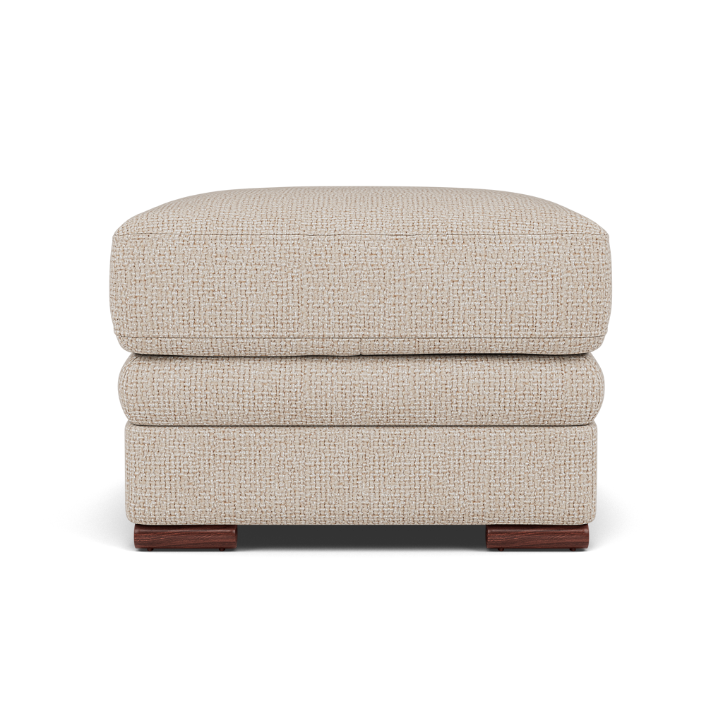 Gino Footstool - Footstool F8 Sterling Home 6 Hopsack Natural 70002 Wooden Feet