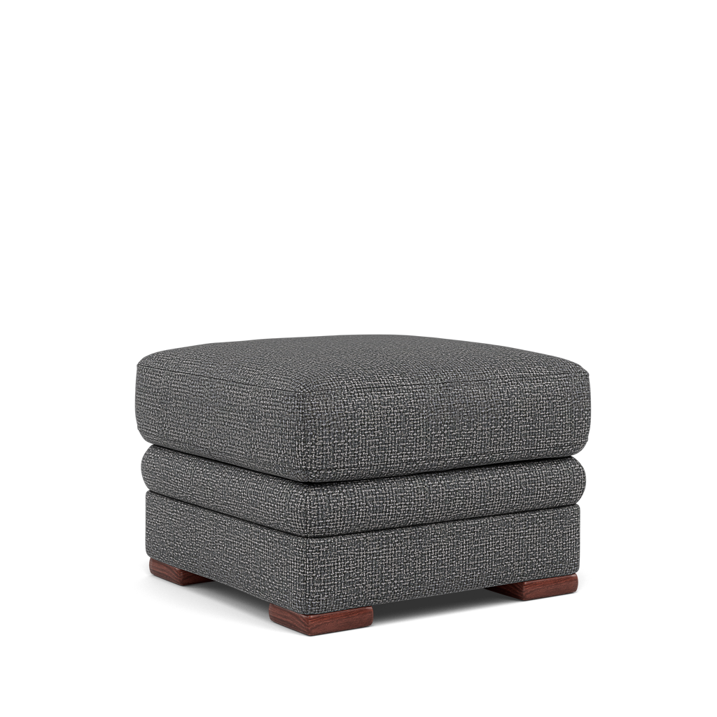Gino Storage Footstool - Storage Stool F8 — Hopsack Charcoal 70006 / Wooden Feet, gallery image 1
