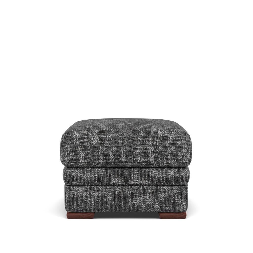 Gino Storage Footstool - Storage Stool F8 — Hopsack Charcoal 70006 / Wooden Feet, gallery image 2