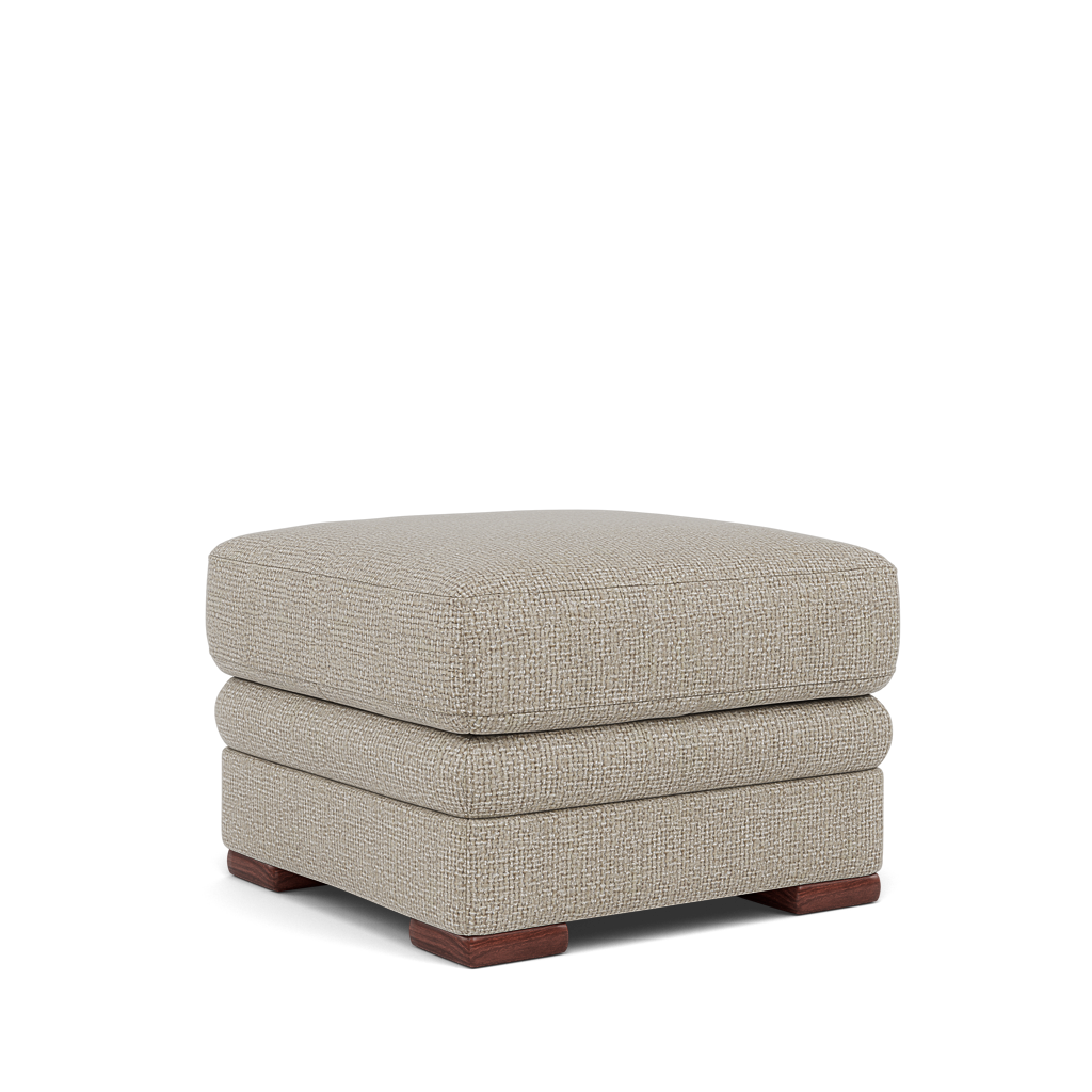 Gino Storage Footstool - Storage Stool F8 — Hopsack Linen 70004 / Wooden Feet, gallery image 1