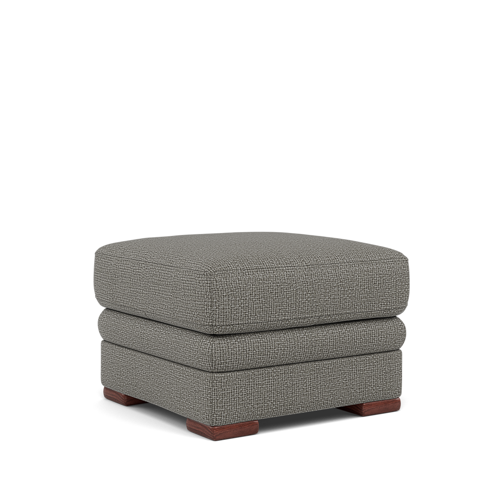 Gino Storage Footstool - Storage Stool F8 — Hopsack Platinum 70003 / Wooden Feet, gallery image 1