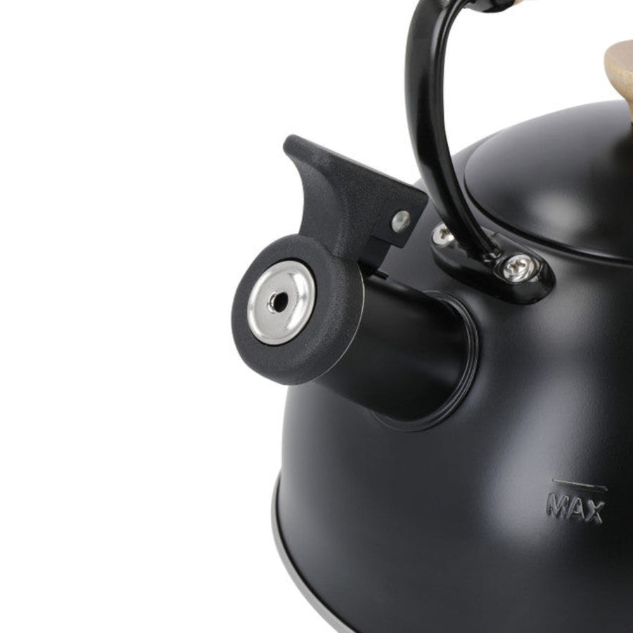 La Cafetiere Black Whistling Kettle - LC Whistling Kettle Wood Handle Black 1.6L Sterling Home 2