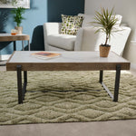 Hanson Coffee Table - Coffee Table Snow Mountain Sintered Stone / Light Smooth Wood Paper Veneer / Gun Grey Metal L Sterling Home 2