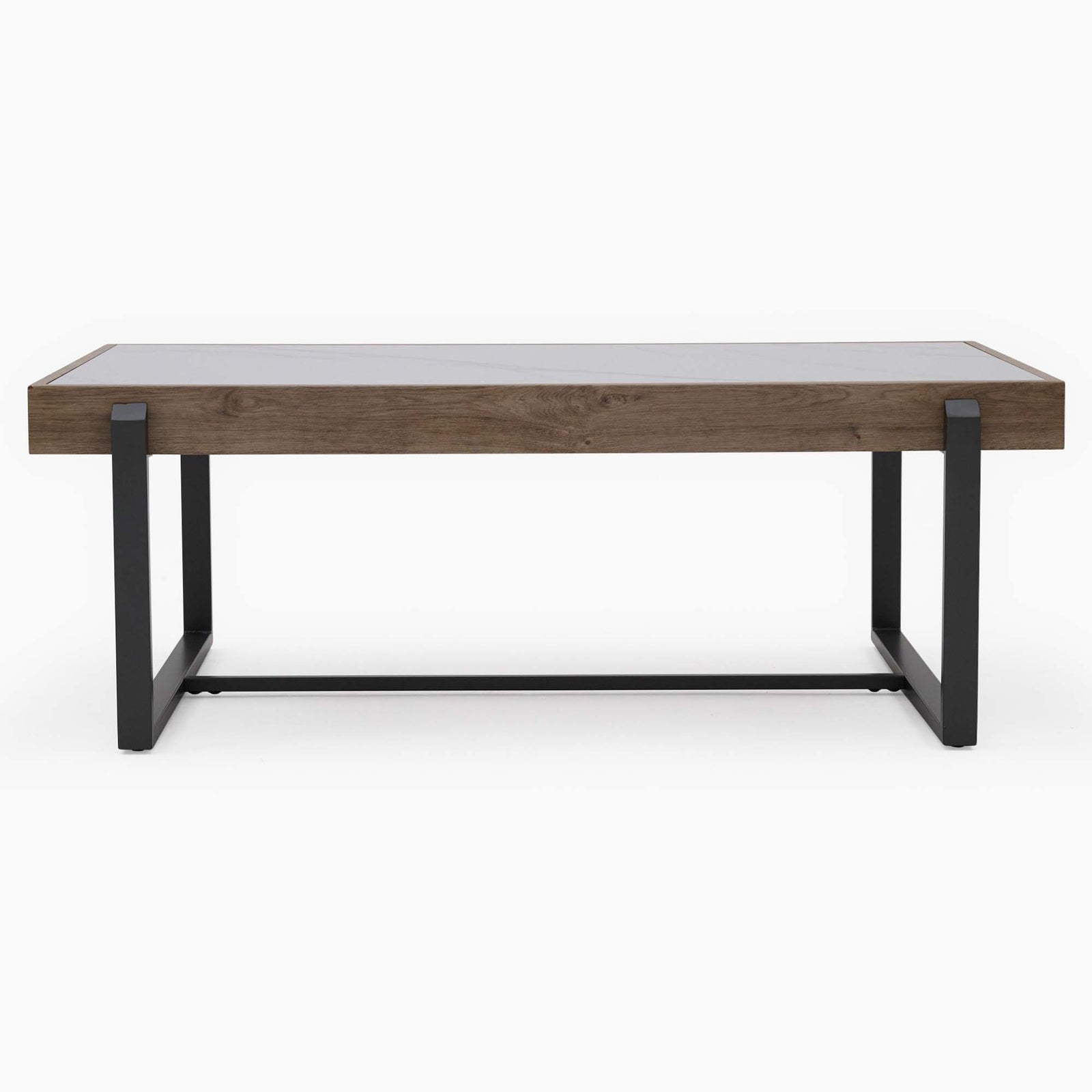 Hanson Coffee Table - Coffee Table Snow Mountain Sintered Stone / Light Smooth Wood Paper Veneer / Gun Grey Metal L Sterling Home 3