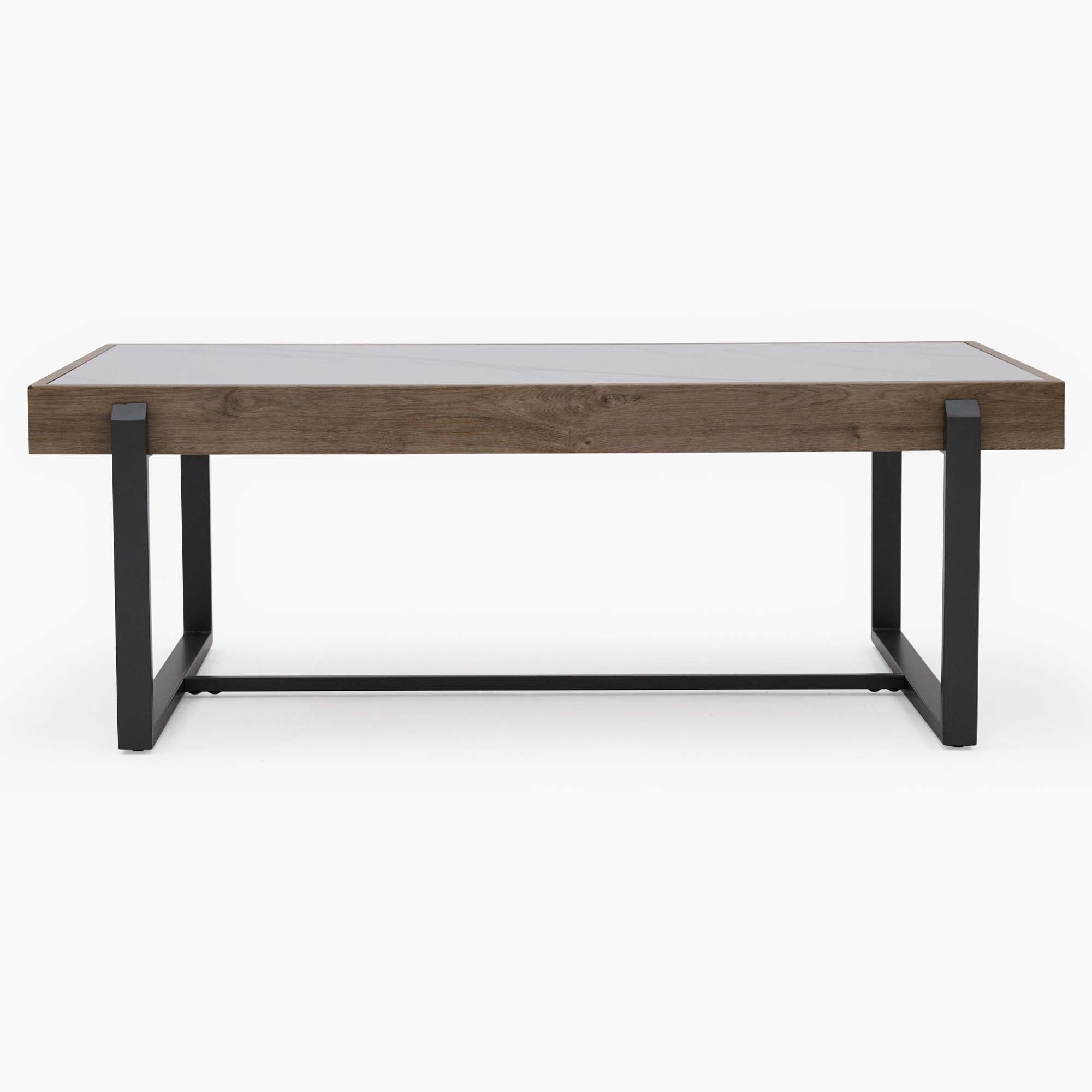 Hanson Coffee Table - Coffee Table Snow Mountain Sintered Stone / Light Smooth Wood Paper Veneer / Gun Grey Metal L Sterling Home 3