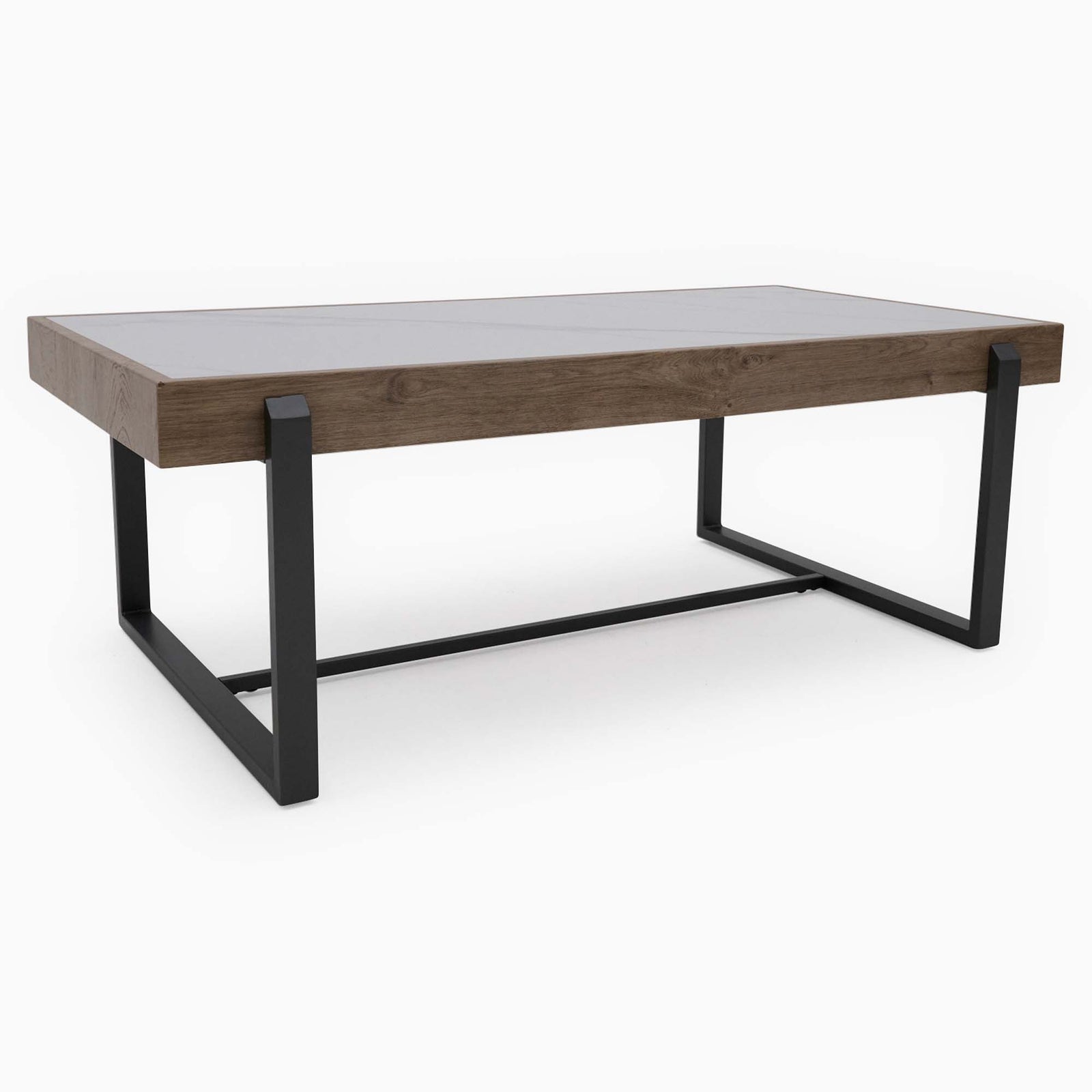 Hanson Coffee Table - Coffee Table Snow Mountain Sintered Stone / Light Smooth Wood Paper Veneer / Gun Grey Metal L Sterling Home 7