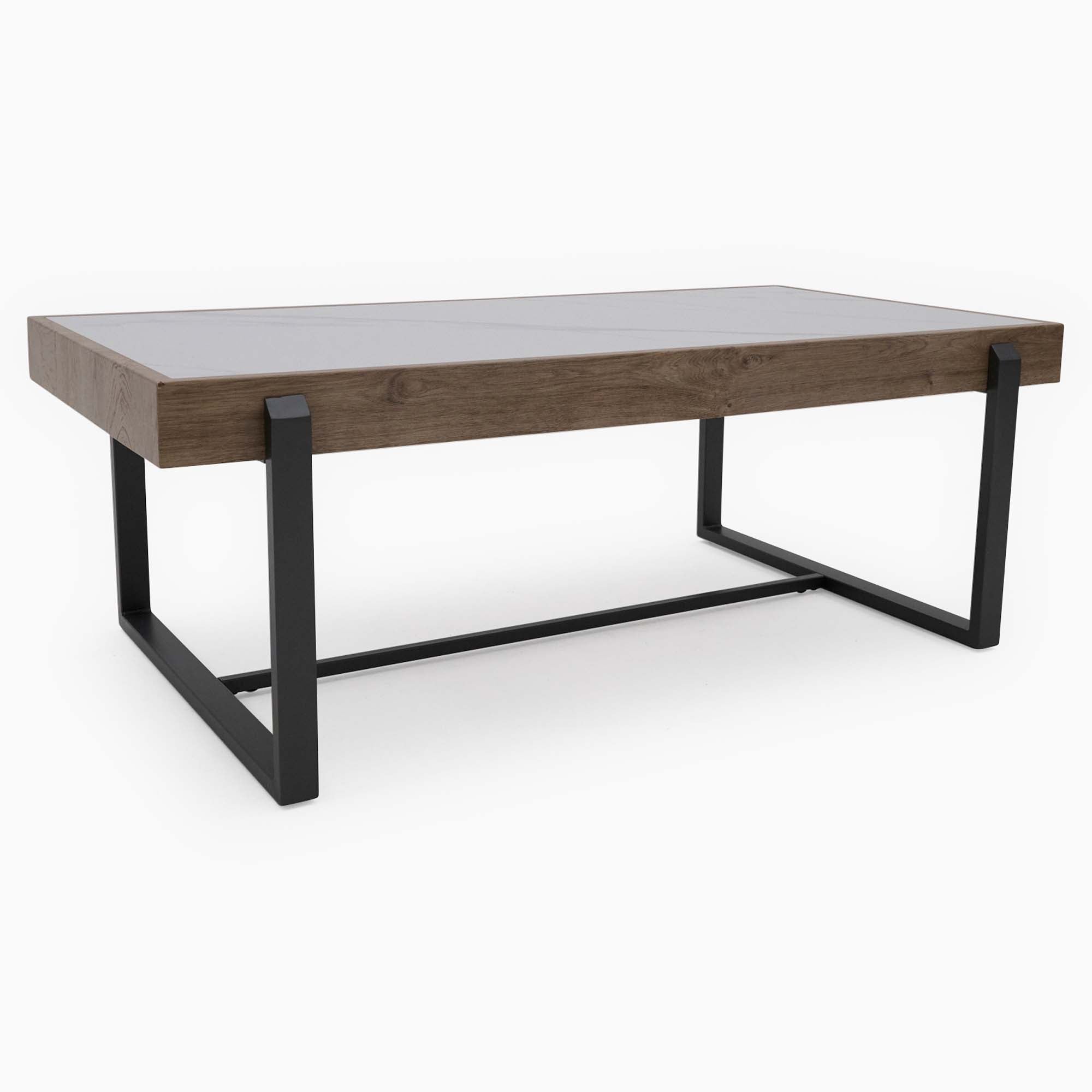 Hanson Coffee Table - Coffee Table Snow Mountain Sintered Stone / Light Smooth Wood Paper Veneer / Gun Grey Metal L Sterling Home 7