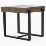 Hanson Side Table - End Table Snow Mountain Sintered Stone / Light Smooth Wood Paper Veneer / Gun Grey Metal L Sterling Home 1