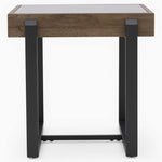 Hanson Side Table - End Table Snow Mountain Sintered Stone / Light Smooth Wood Paper Veneer / Gun Grey Metal L Sterling Home 3