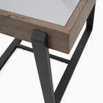 Hanson Side Table - End Table Snow Mountain Sintered Stone / Light Smooth Wood Paper Veneer / Gun Grey Metal L Sterling Home 5