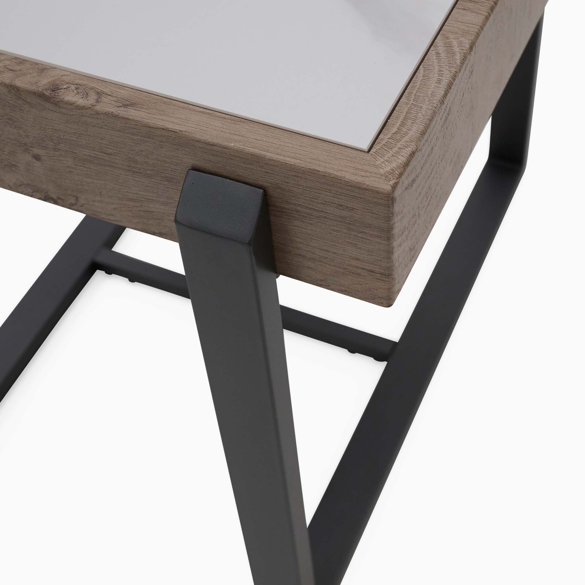 Hanson Side Table - End Table Snow Mountain Sintered Stone / Light Smooth Wood Paper Veneer / Gun Grey Metal L Sterling Home 5