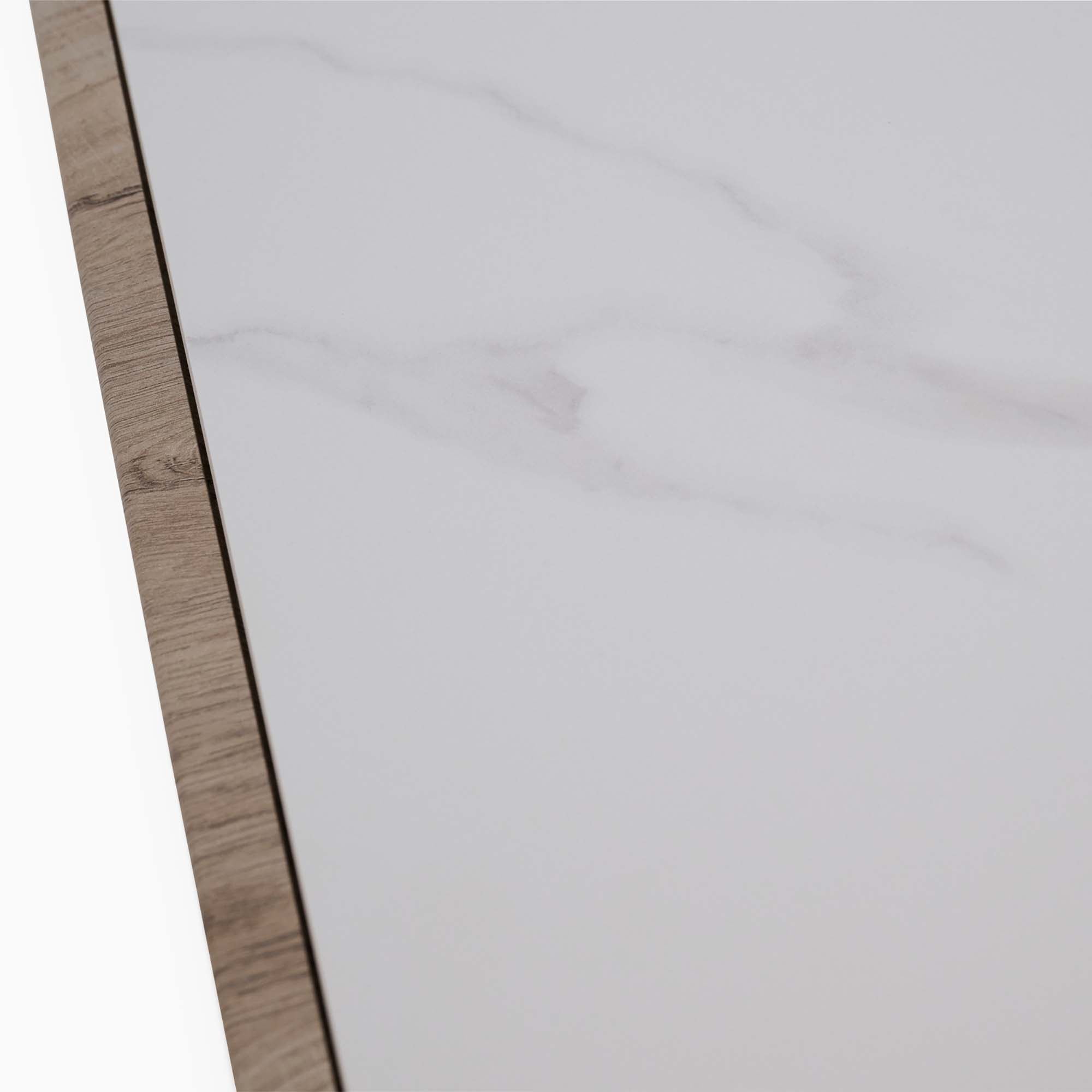 Hanson Side Table - End Table Snow Mountain Sintered Stone / Light Smooth Wood Paper Veneer / Gun Grey Metal L Sterling Home 6