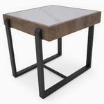 Hanson Side Table - End Table Snow Mountain Sintered Stone / Light Smooth Wood Paper Veneer / Gun Grey Metal L Sterling Home 7