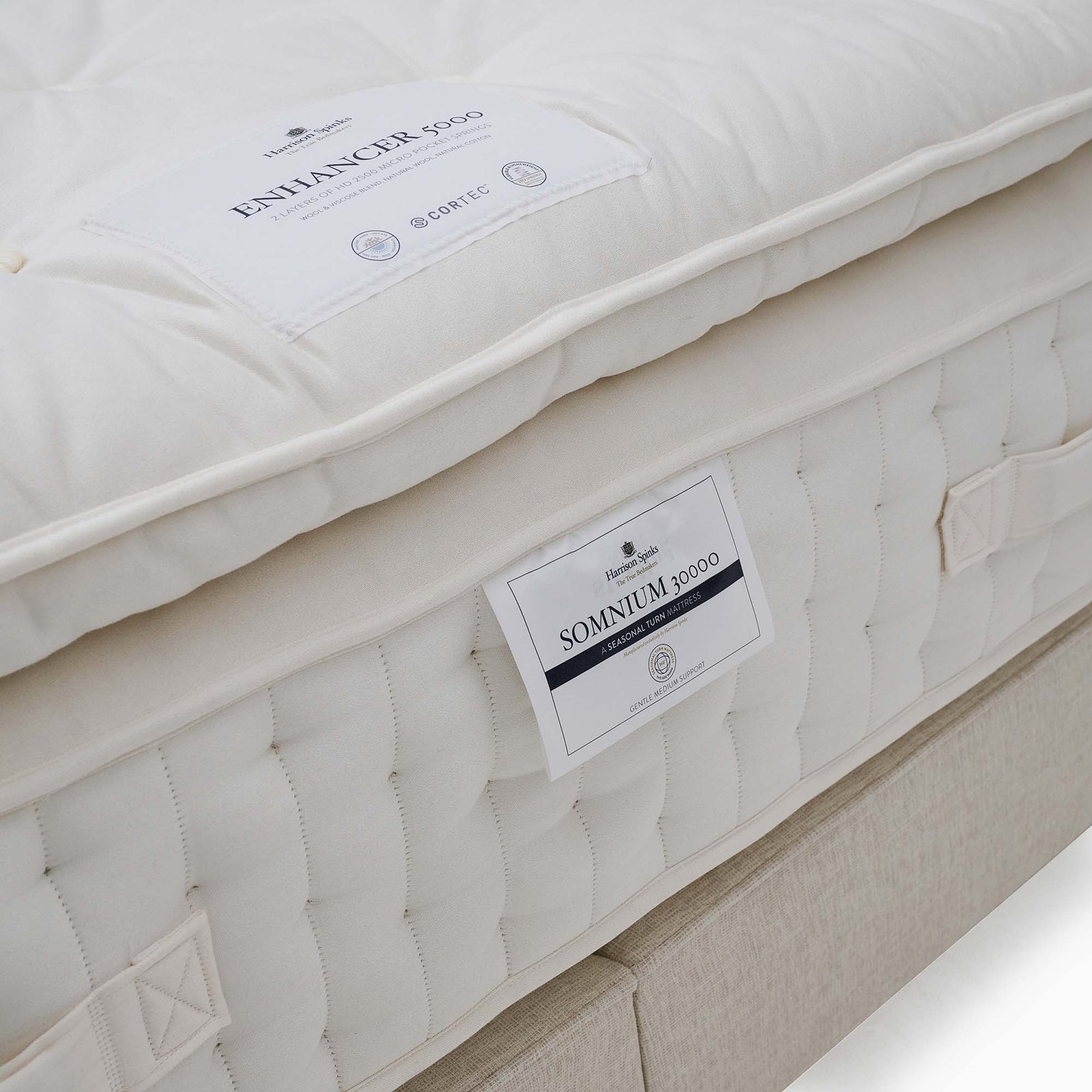Harrison Spinks Somnium Luxury Bed Divan Set - Shallow True Edge Divan Set Incl Enhancer 5000 135 x 190cm - Double Beds Sterling Home 5