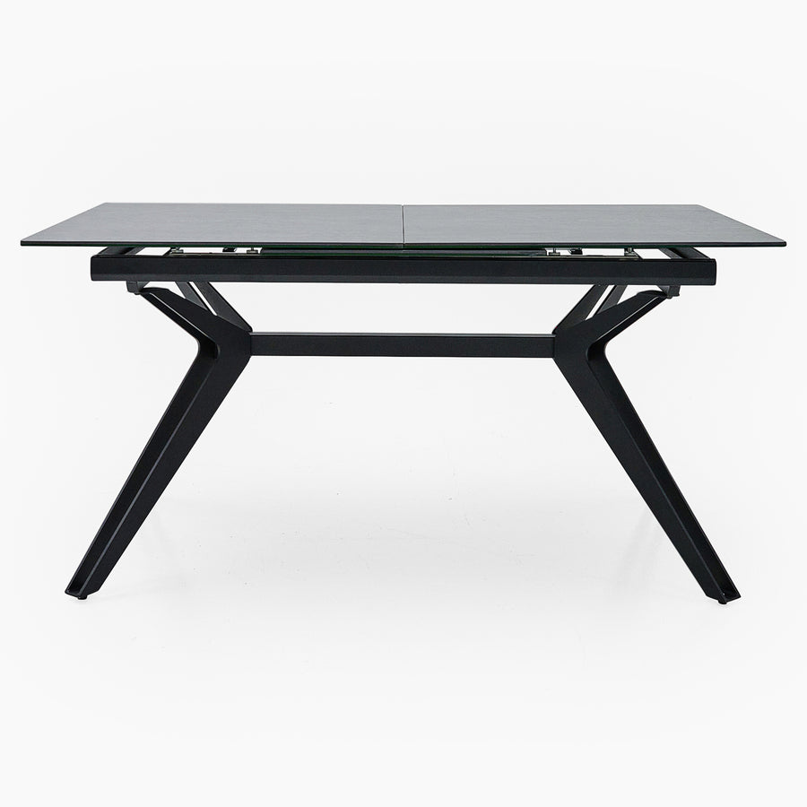 Honour Extending Dining Table - Ext Dining Table 140/180x90cm Grey Rhine Ceramic / Glass & Black Powder Base - 140cm Tables Sterling Home 1