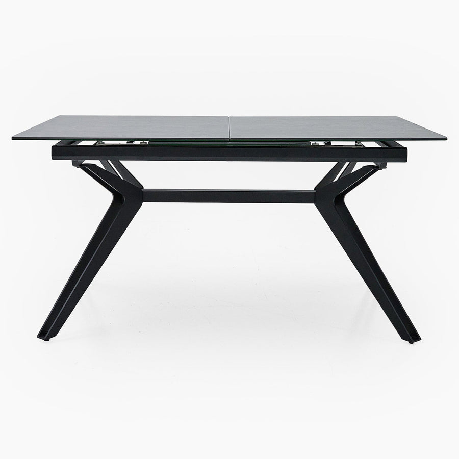 Honour Extending Dining Table - Ext Dining Table 160/220x90cm Grey Rhine Ceramic / Glass & Black Powder Base - 160cm Sterling Home 1