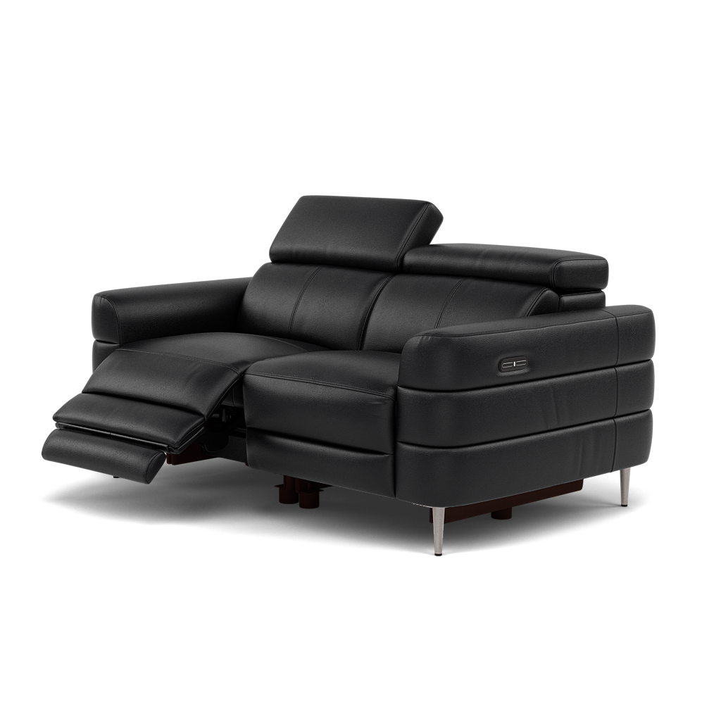 Hoy 2 Seater Recliner Sofa - 2 Str W/ 2 Power Recliner W/ 2 Manual Headrest Cat M - Power with Manual Headrest — M5657 Melbourne Black, gallery image 3