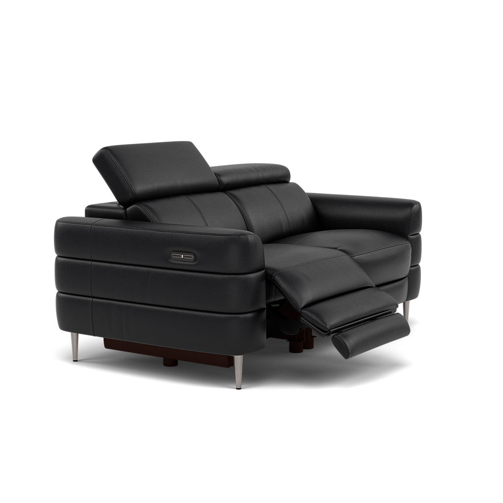 Hoy 2 Seater Recliner Sofa - 2 Str W/ 2 Power Recliner W/ 2 Manual Headrest Cat M - Power with Manual Headrest — M5657 Melbourne Black, gallery image 1