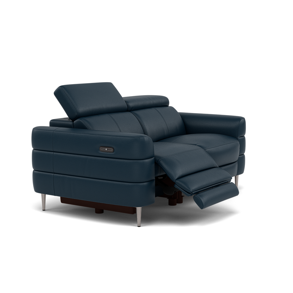 Hoy 2 Seater Recliner Sofa - 2 Str W/ 2 Power Recliner W/ 2 Manual Headrest Cat M - Power with Manual Headrest — M5661 Melbourne Navy Blue, gallery image 1