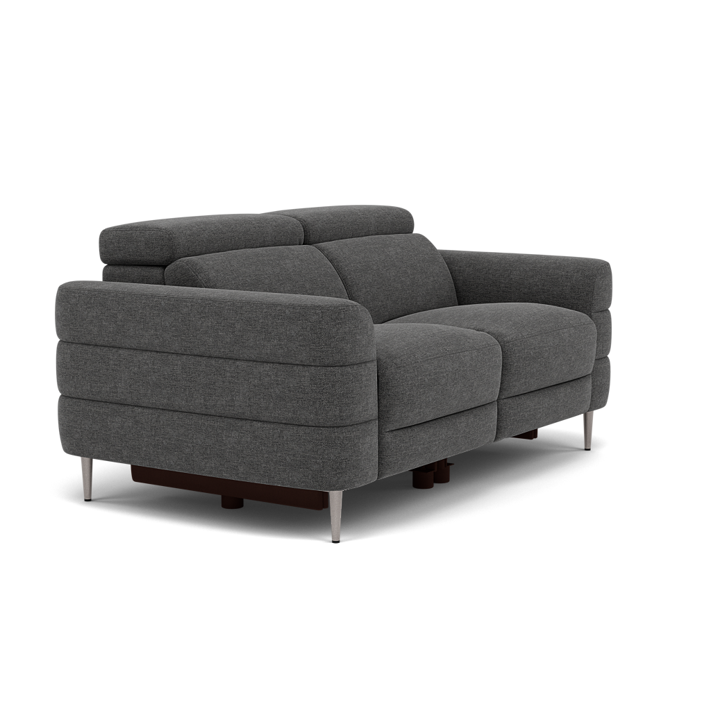 Hoy 2 Seater Recliner Sofa - 2 Str W/ 2 Power Recliner W/ 2 Power Headrest Fabric - Power with Power Headrest & USB — KB-1281-UK Darwin Charcoal, gallery image 1