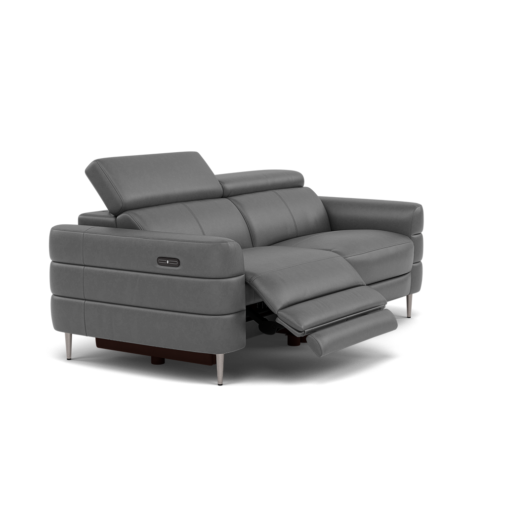 Hoy 3 Seater Recliner Sofa - 3 Str W/ 2 Power Recliner W/ 2 Manual Headrest Cat NL/O - Power with Manual Headrest — O7300 Orlando Dark Grey, gallery image 1