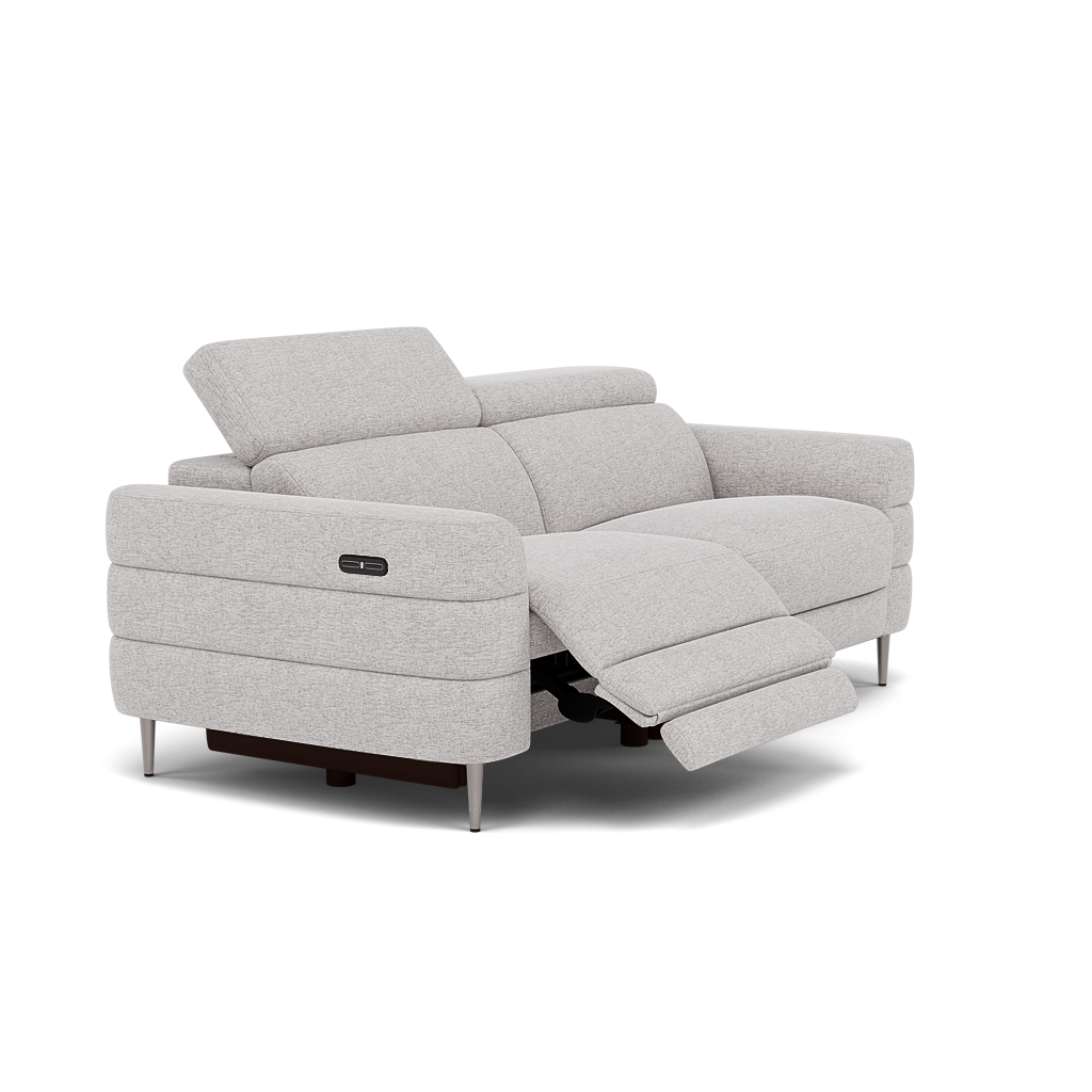 Hoy 3 Seater Recliner Sofa - 3 Str W/ 2 Power Recliner W/ 2 Manual Headrest Fabric - Power with Manual Headrest — KB-1280-UK Darwin Silver, gallery image 1