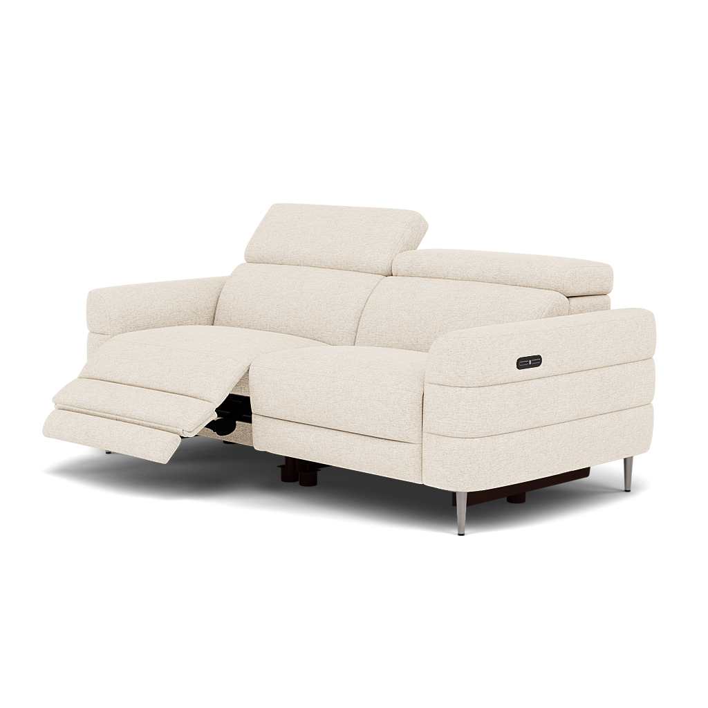 Hoy 3 Seater Recliner Sofa - 3 Str W/ 2 Power Recliner W/ 2 Manual Headrest Fabric - Power with Manual Headrest — KB-1285-UK Darwin Ivory, gallery image 3
