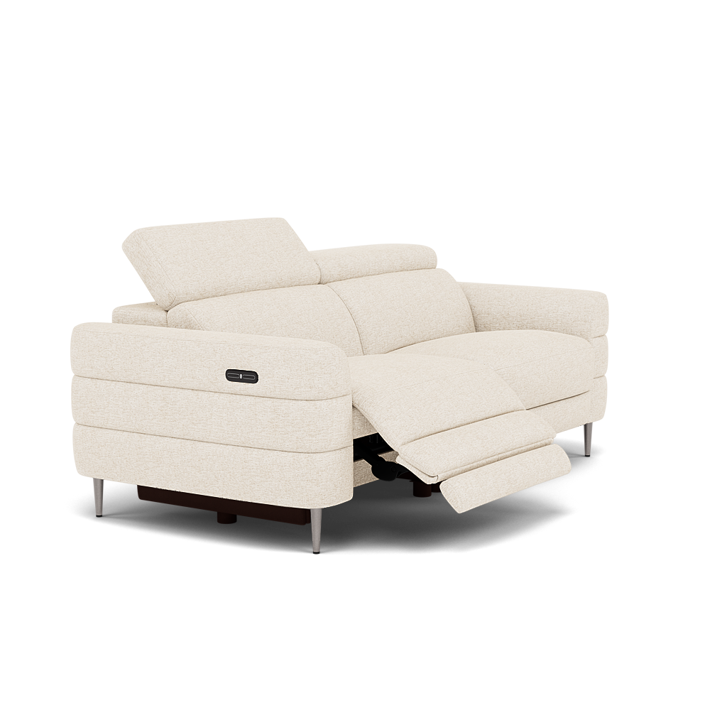 Hoy 3 Seater Recliner Sofa - 3 Str W/ 2 Power Recliner W/ 2 Manual Headrest Fabric - Power with Manual Headrest — KB-1285-UK Darwin Ivory, gallery image 1