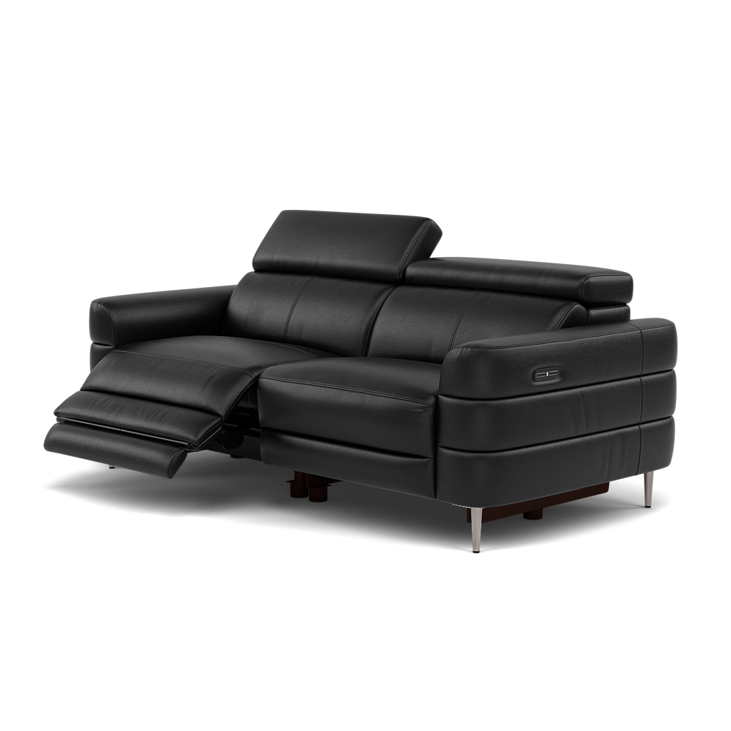 Hoy 3 Seater Recliner Sofa - 3 Str W/ 2 Power Recliner W/ 2 Power Headrest Cat M - Power with Power Headrest & USB — M5657 Melbourne Black, gallery image 3