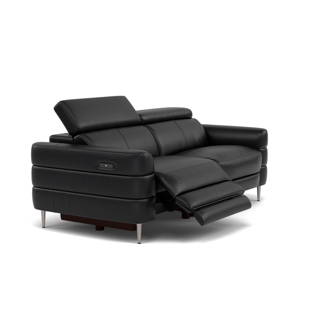 Hoy 3 Seater Recliner Sofa - 3 Str W/ 2 Power Recliner W/ 2 Power Headrest Cat M - Power with Power Headrest & USB — M5657 Melbourne Black, gallery image 1