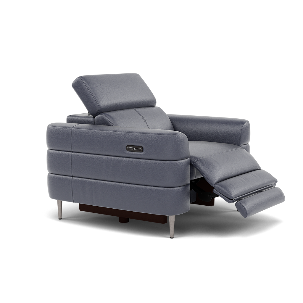 Hoy Recliner Armchair - Chair W/ Power Recliner W/ Manual Headrest Cat NL/O - Power with Manual Headrest — NL5100 New York Dark Blue, gallery image 1