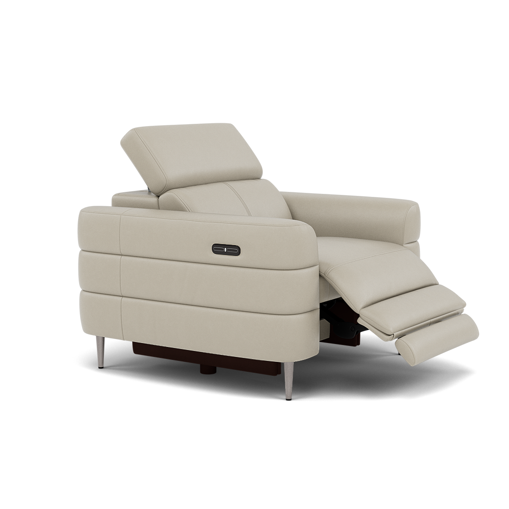 Hoy Recliner Armchair - Chair W/ Power Recliner W/ Manual Headrest Cat NL/O - Power with Manual Headrest — NL5115 New York Light Grey, gallery image 1