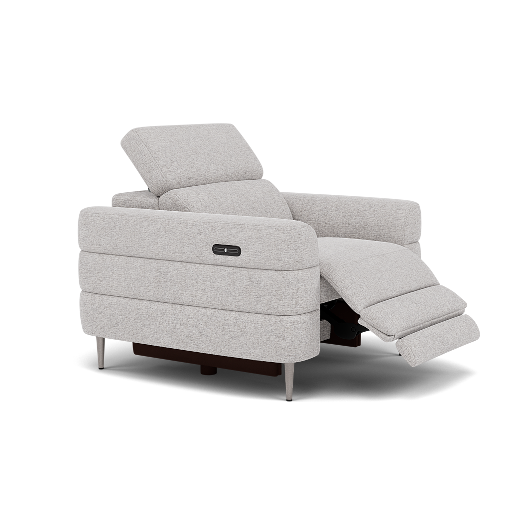 Hoy Recliner Armchair - Chair W/ Power Recliner W/ Manual Headrest Fabric - Power with Manual Headrest — KB-1280-UK Darwin Silver, gallery image 1