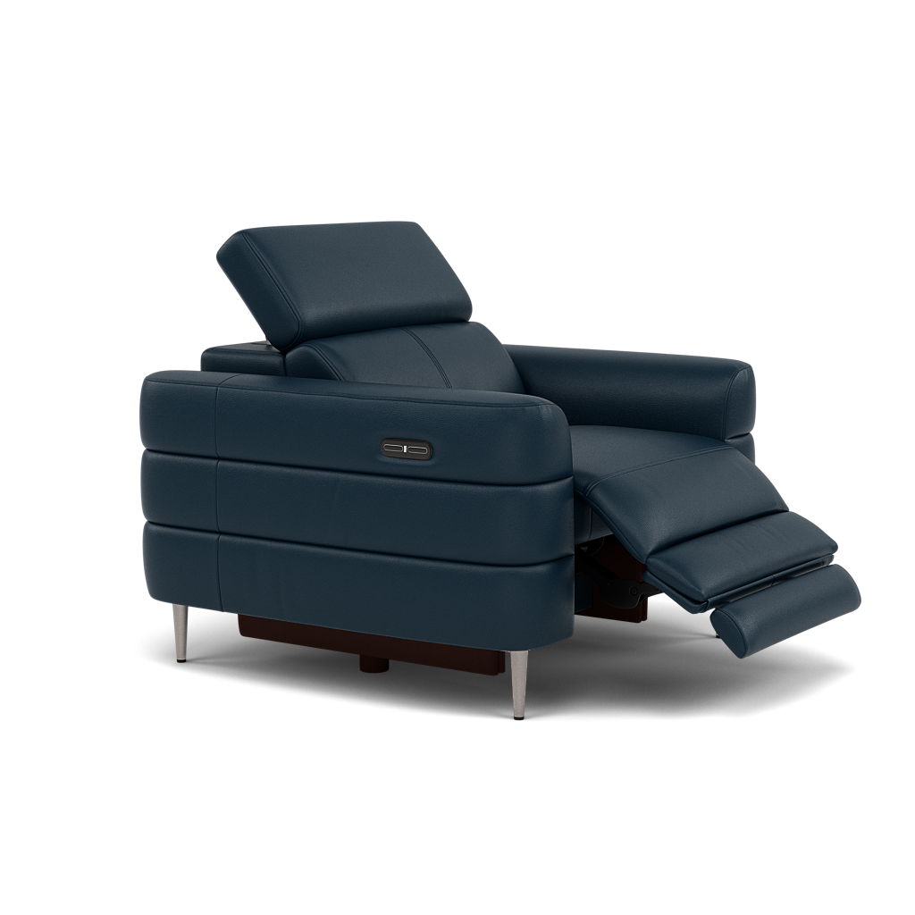 Hoy Recliner Armchair - Chair W/ Power Recliner W/ Power Headrest Cat M - Power with Power Headrest & USB — M5661 Melbourne Navy Blue, gallery image 1